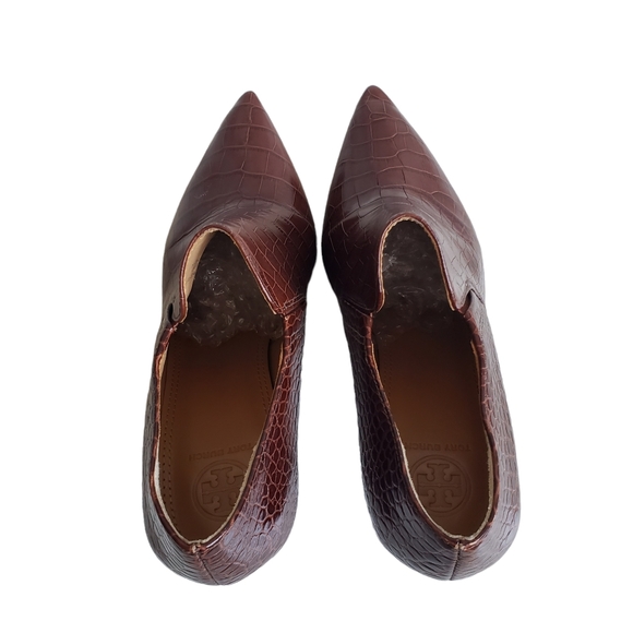 Tory Burch Size 9 Brown Georgina Crocodile Loafer Bootie - Picture 6 of 12